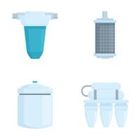 colección de cuatro íconos representando diferente agua purificación filtros vector