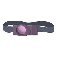 illustration of a purple headlamp with an adjustable strap in a flat cartoon style vector