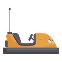 Flat illustration of a yellow bumper car with a black seat and control lever vector