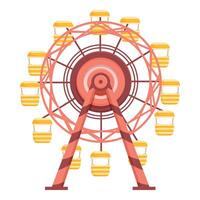 Vibrant, colorful illustration of a classic ferris wheel with enclosed gondolas vector