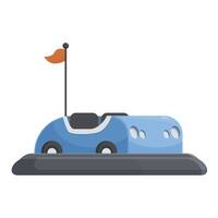 Digital illustration of a cute blue bumper car with a red flag on a white background vector