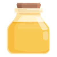 illustration of a full, transparent glass jar of honey with a brown lid vector