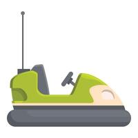 Vibrant and playful illustration of a green bumper car with antenna detail vector