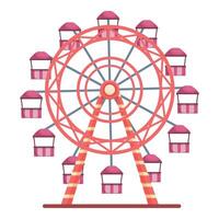 Colorful, detailed cartoon illustration of a whimsical ferris wheel with vibrant cabins vector