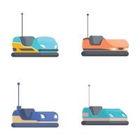 Set of cartoon bumper cars isolated on white vector