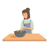 Young woman preparing salad in kitchen vector