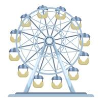 art of a colorful ferris wheel with blue structure and yellow cabins vector