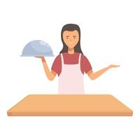 Waitress presenting dish at table vector