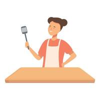 Smiling cartoon chef with spatula vector