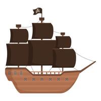 Cartoon pirate ship on white background vector