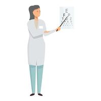 hembra optometrista señalando a ojo gráfico ilustración vector