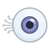 Graphic representation of a hightech eye with circuit board elements symbolizing digital surveillance vector