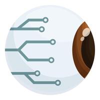 Stylized graphic of an eye integrated with digital circuit lines on a clean background vector