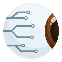 estilizado gráfico de un ojo integrado con digital circuito líneas en un limpiar antecedentes vector