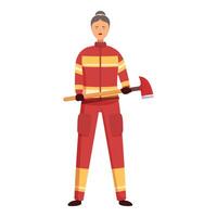 Female firefighter in uniform with axe vector