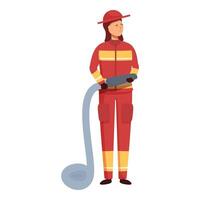 Female firefighter with hose illustration vector