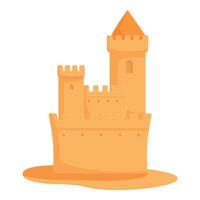 vibrante, sencillo ilustración de un castillo de arena en un blanco fondo, Perfecto para verano temas vector