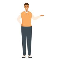 Smiling man presenting with hand gesture vector