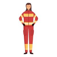 Confident female firefighter in full gear vector