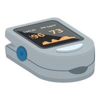 Isolated illustration of a modern pulse oximeter displaying oxygen saturation and pulse rate vector