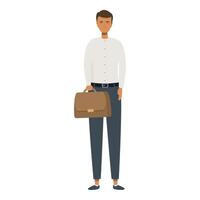longitud total ilustración de un joven hombre vestido en negocio casual atuendo con un maletín vector