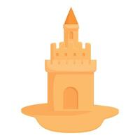 Vibrant cartoon illustration of a simple sandcastle with a single tower on a sandy base vector