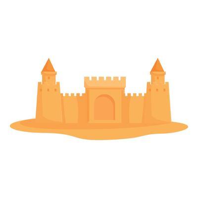 Cartoon sandcastle isolated on white background