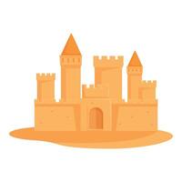 Vibrant digital illustration of a charming fairytale castle in warm colors, isolated on a white background vector