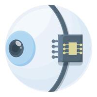 Digital illustration of a robotic eye representing futuristic cyborg vision technology vector