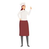 Professional female chef in uniform gesturing with her finger raised, isolated on a white background vector