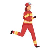 animado bombero personaje corriendo a emergencia vector