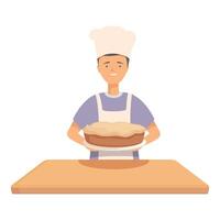 Chef presenting a fresh pie vector