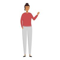Smiling woman presenting with hand gesture vector