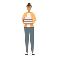 Student carrying stack of books vector