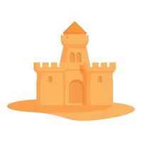 graphic of a colorful, simple cartoonstyle sandcastle on a white background vector