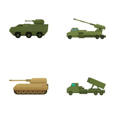 Set of modern military ground vehicles