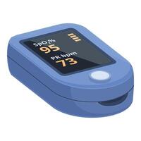 Isometric illustration of a modern pulse oximeter displaying oxygen saturation and pulse rate vector