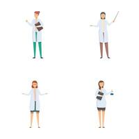 conjunto de cuatro diverso dibujos animados doctores vector