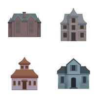 Set of cartoon style isolated houses vector