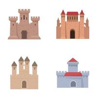 conjunto de dibujos animados medieval castillos vector