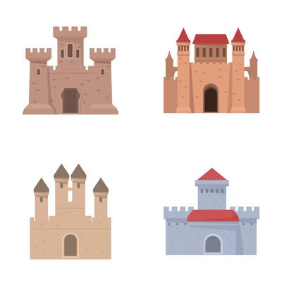 Set of cartoon medieval castles