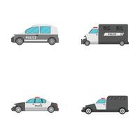 Set of cartoon police vehicles isolated on white vector