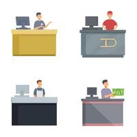 Set of cashiers at checkout counters vector
