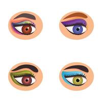 conjunto de cuatro vibrante, estilo de dibujos animados ojos con varios ojo colores y expresiones vector