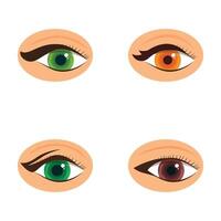 Set of multicolored human eyes illustration vector