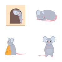 Cartoon mouse collection in various poses vector