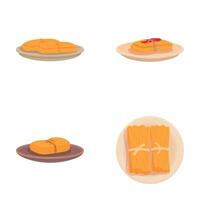 variedad de queso porciones en platos ilustración vector