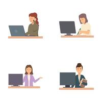 Diverse set of professionals using computers vector
