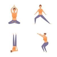 yoga poses ilustración conjunto vector