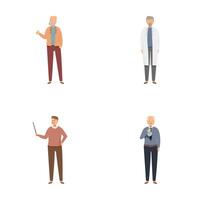 Set of diverse elderly men characters vector
